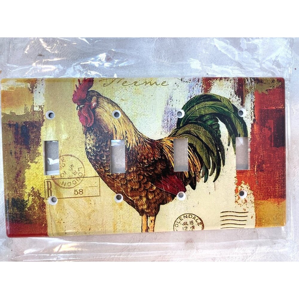Rooster Electrical Cover Wall Plate Farmcore New in Package 3 Switch - Picture 2 of 2